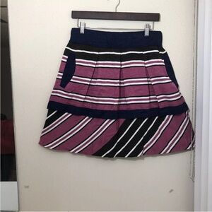 Anthropologie Maeve Women Ellery A - Line Skirt Size 8 Pink Blue Striped Pockets